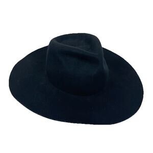 Madewell Biltmore 100% Wool Felt Fedora Hat Size S/M Floppy Wide Brim Black